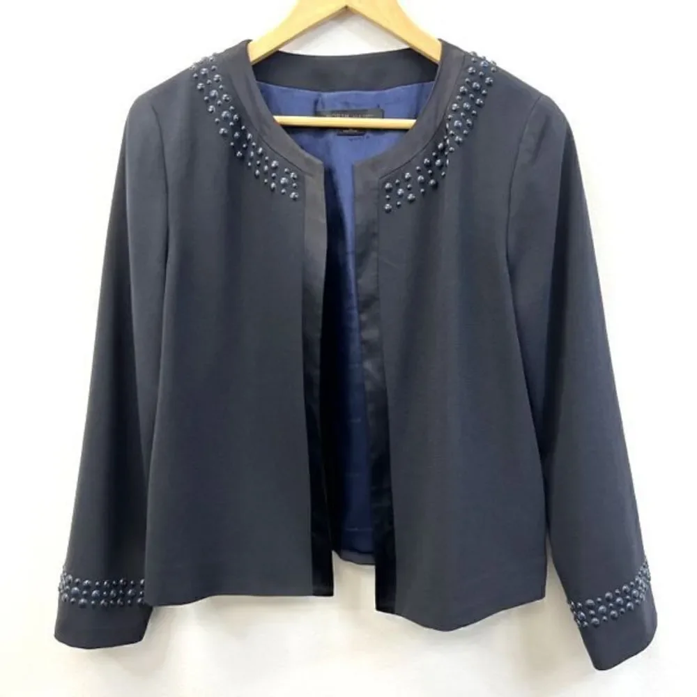 Worth New York Navy Evening Jacket Embellished Size 10 - Picture 1 of 7